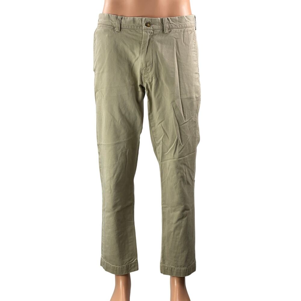 Polo Ralph Lauren Mens Tan High Rise Straight Chino Khaki Trouser Pants Sz 34/30